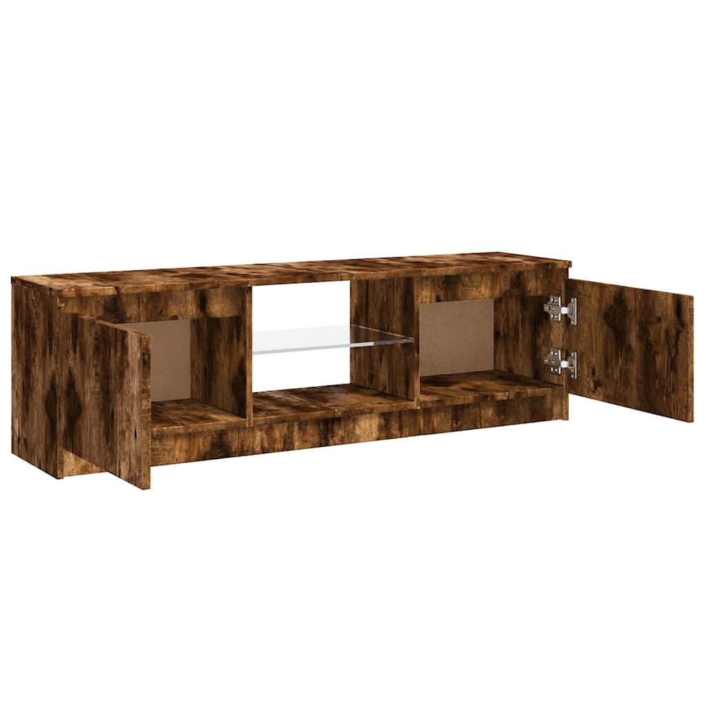 Meuble TV vidaXL avec lumières LED chêne fumé 120x30x36 cm