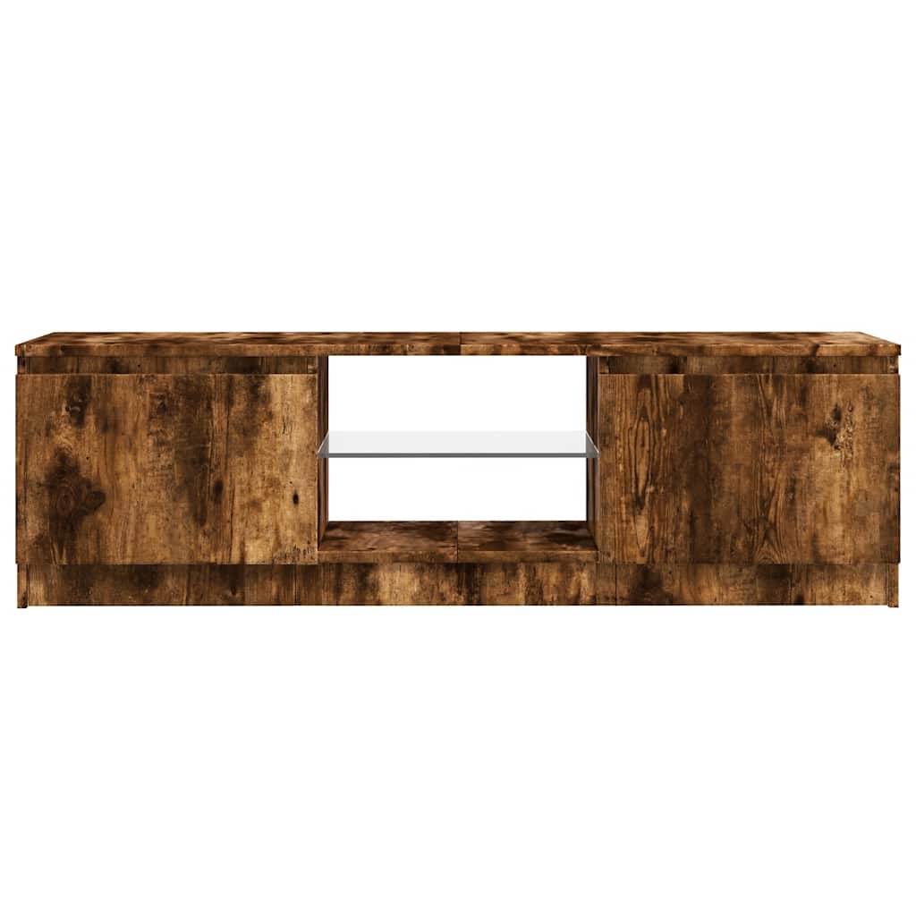 Meuble TV vidaXL avec lumières LED chêne fumé 120x30x36 cm