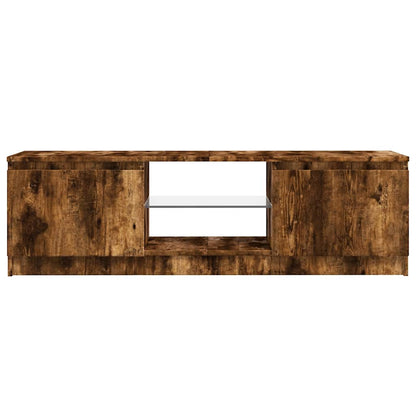 Meuble TV vidaXL avec lumières LED chêne fumé 120x30x36 cm