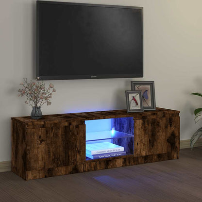 Meuble TV vidaXL avec lumières LED chêne fumé 120x30x36 cm