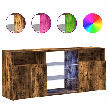 Meuble TV vidaXL avec lumières LED chêne fumé 120x30x50 cm