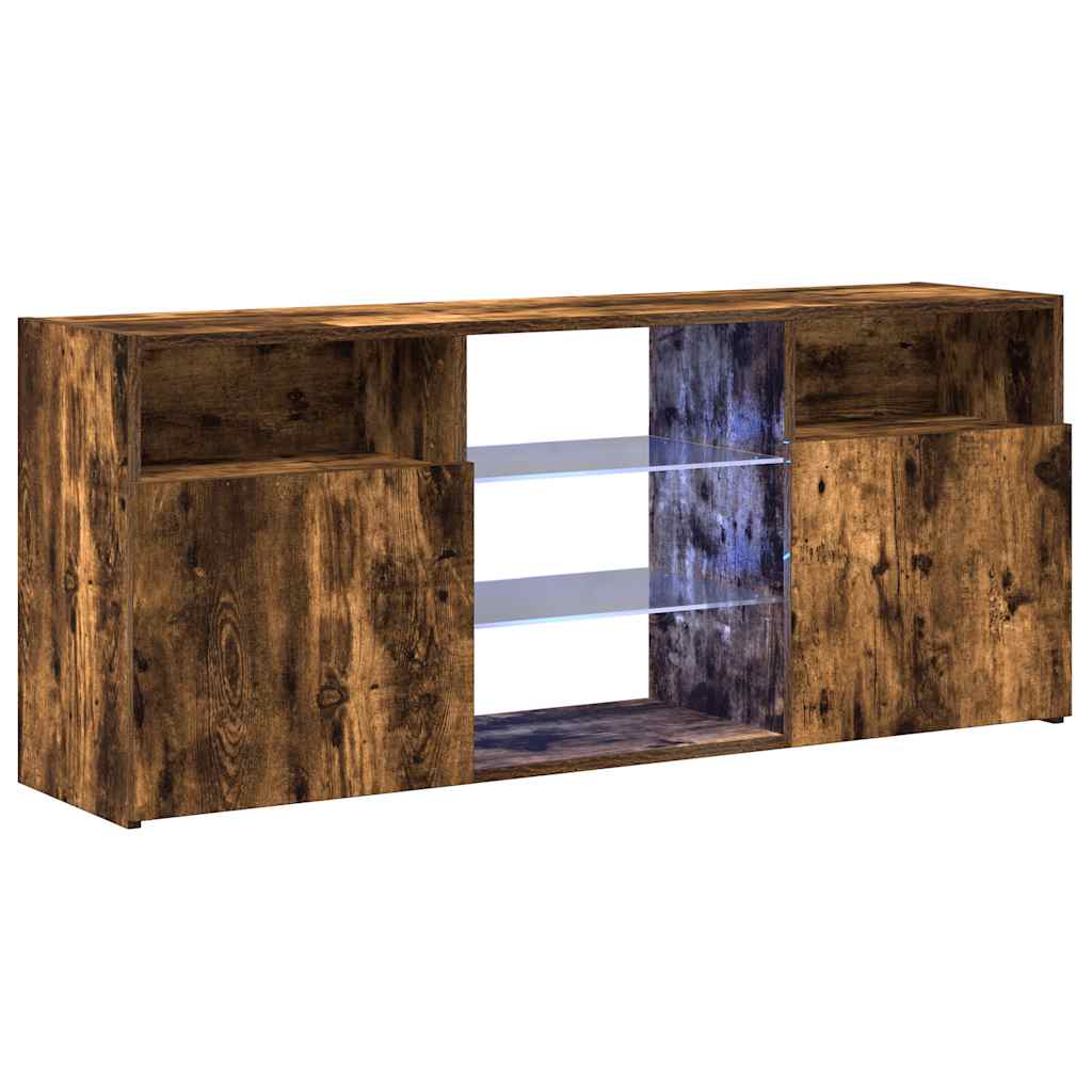 Meuble TV vidaXL avec lumières LED chêne fumé 120x30x50 cm