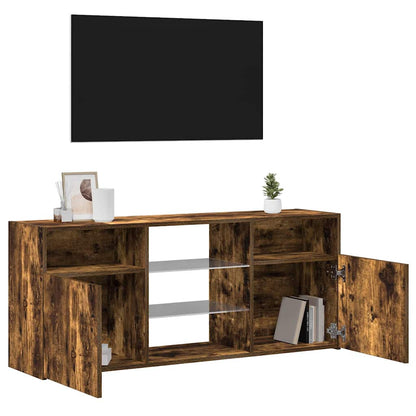 Meuble TV vidaXL avec lumières LED chêne fumé 120x30x50 cm