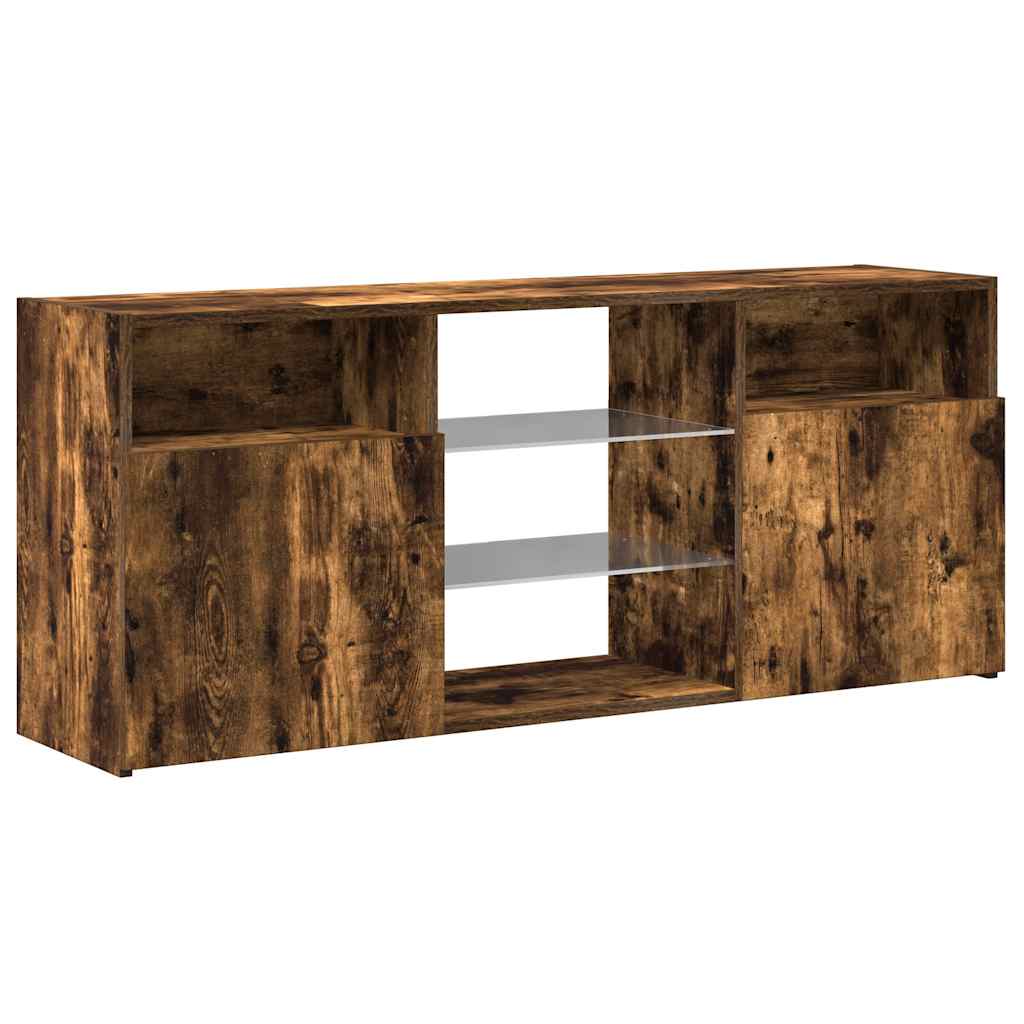 Meuble TV vidaXL avec lumières LED chêne fumé 120x30x50 cm