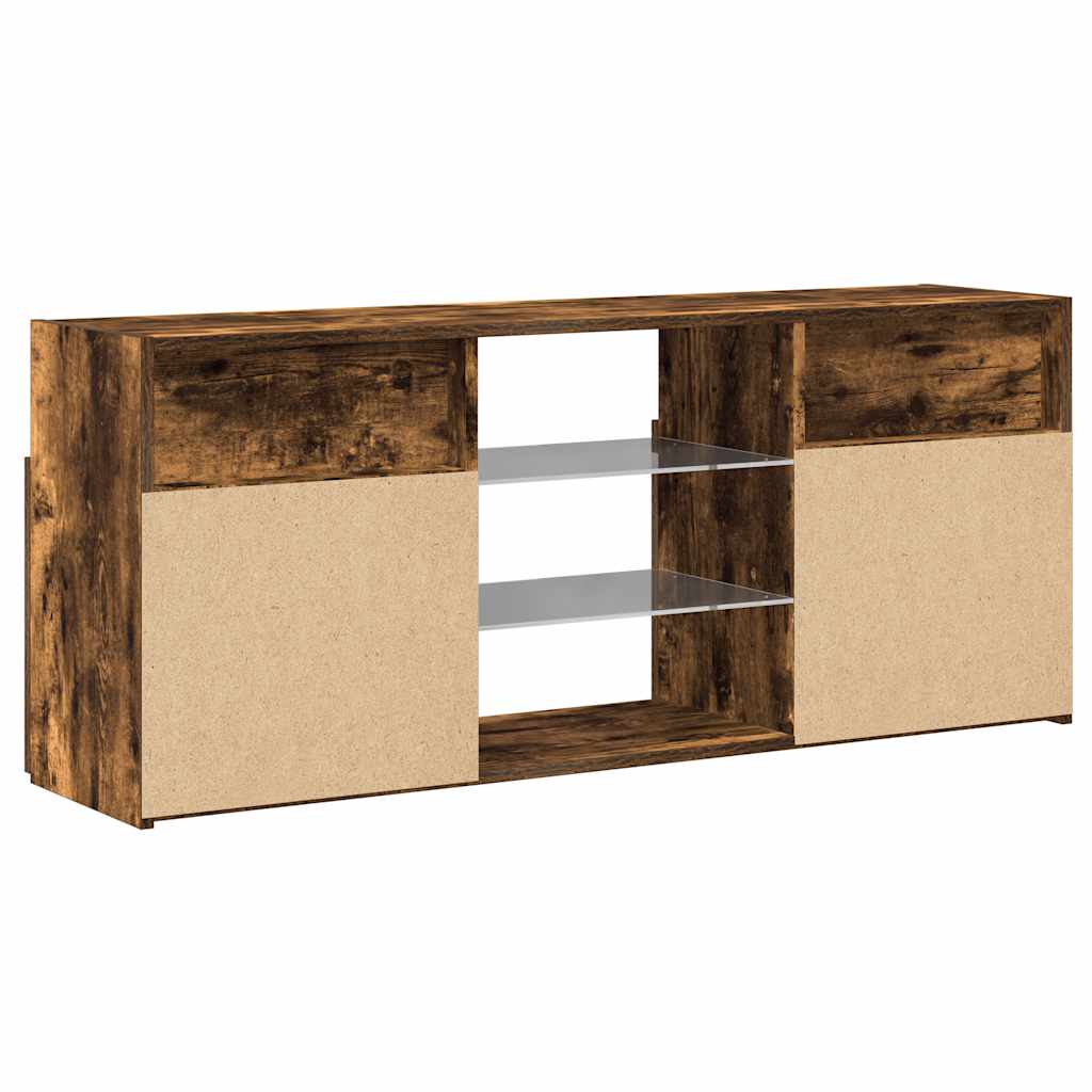Meuble TV vidaXL avec lumières LED chêne fumé 120x30x50 cm