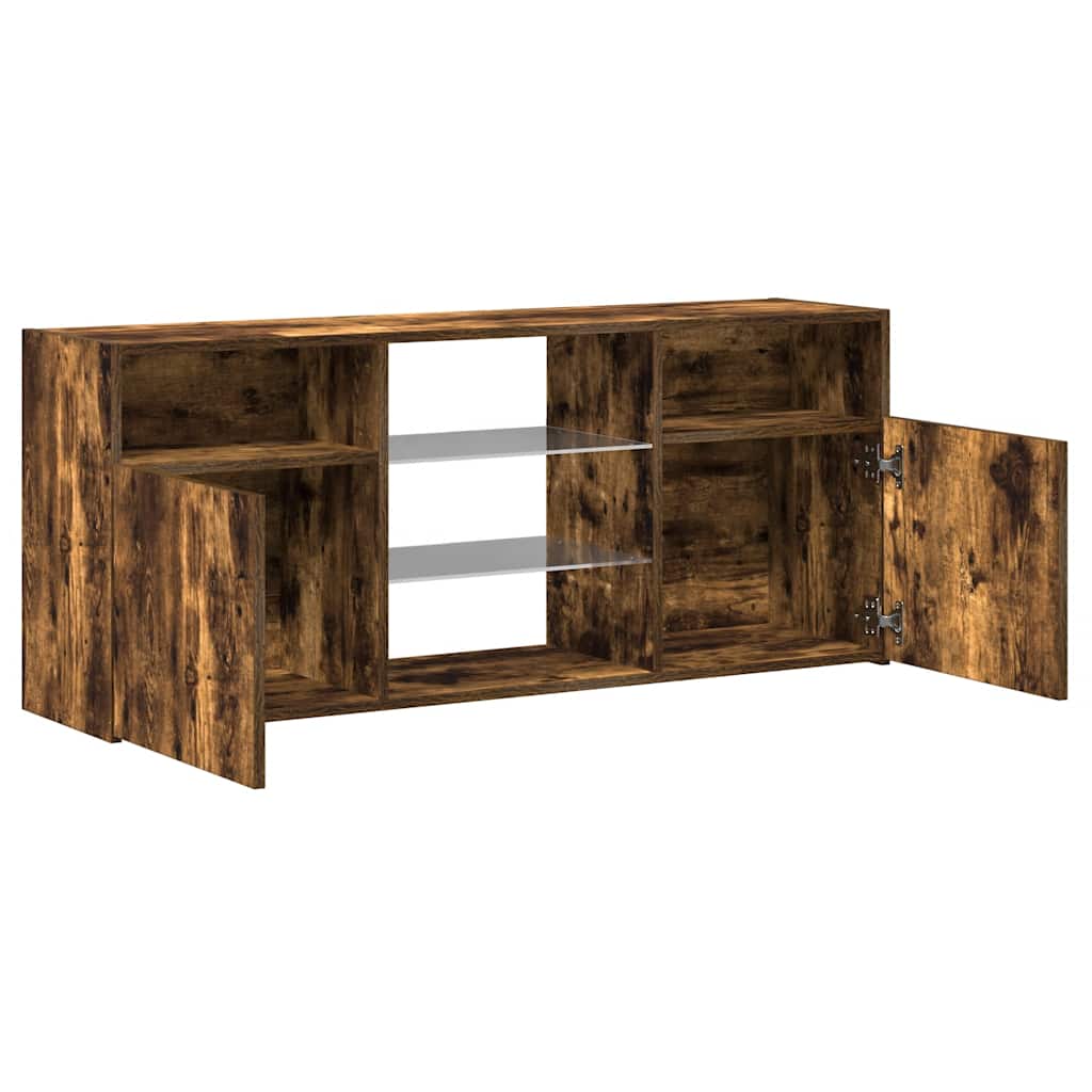 Meuble TV vidaXL avec lumières LED chêne fumé 120x30x50 cm