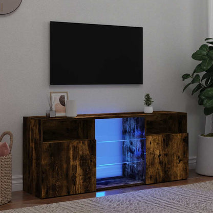Meuble TV vidaXL avec lumières LED chêne fumé 120x30x50 cm