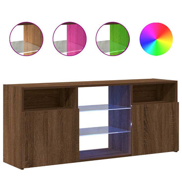 Meuble TV vidaXL avec lumières LED marron aspect chêne 120x30x50 cm