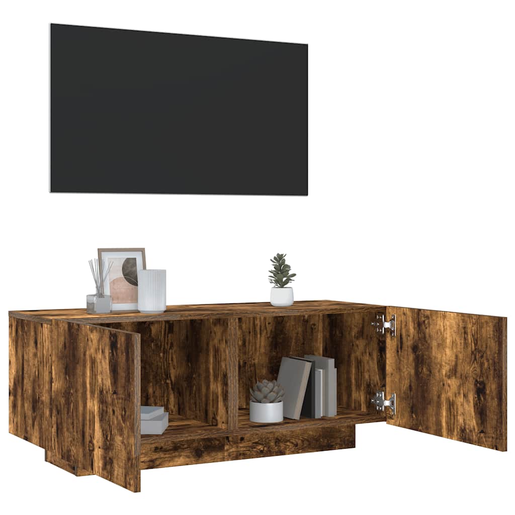 vidaXL Meuble TV chêne fumé 100x35x40 cm bois d'ingénierie