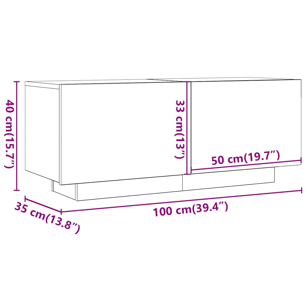 Meuble TV vidaXL gris Sonoma 100x35x40 cm aggloméré