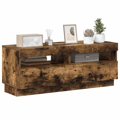 Meuble TV vidaXL avec lumières LED chêne fumé 100x35x40 cm