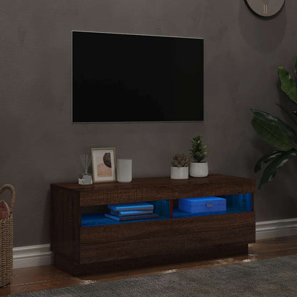 Meuble TV vidaXL avec lumières LED marron aspect chêne 100x35x40 cm