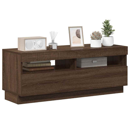 Meuble TV vidaXL avec lumières LED marron aspect chêne 100x35x40 cm
