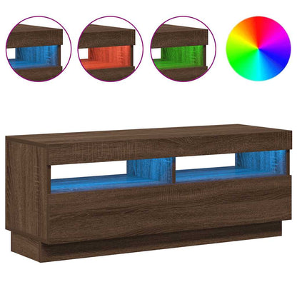 Meuble TV vidaXL avec lumières LED marron aspect chêne 100x35x40 cm