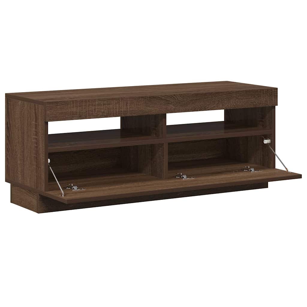 Meuble TV vidaXL avec lumières LED marron aspect chêne 100x35x40 cm