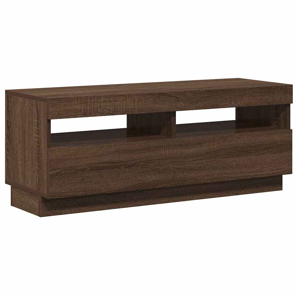 Meuble TV vidaXL avec lumières LED marron aspect chêne 100x35x40 cm
