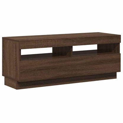 Meuble TV vidaXL avec lumières LED marron aspect chêne 100x35x40 cm
