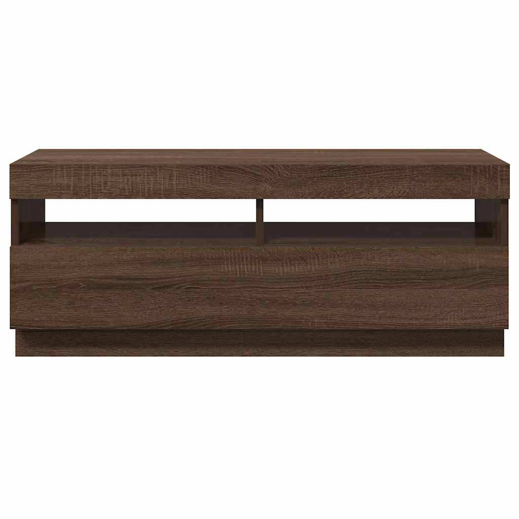Meuble TV vidaXL avec lumières LED marron aspect chêne 100x35x40 cm