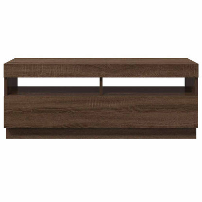 Meuble TV vidaXL avec lumières LED marron aspect chêne 100x35x40 cm