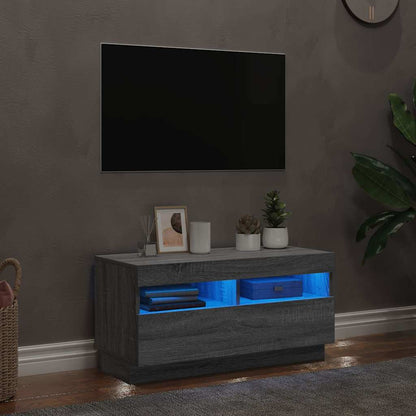 vidaXL Meuble TV avec lumières LED gris Sonoma 80x35x40 cm