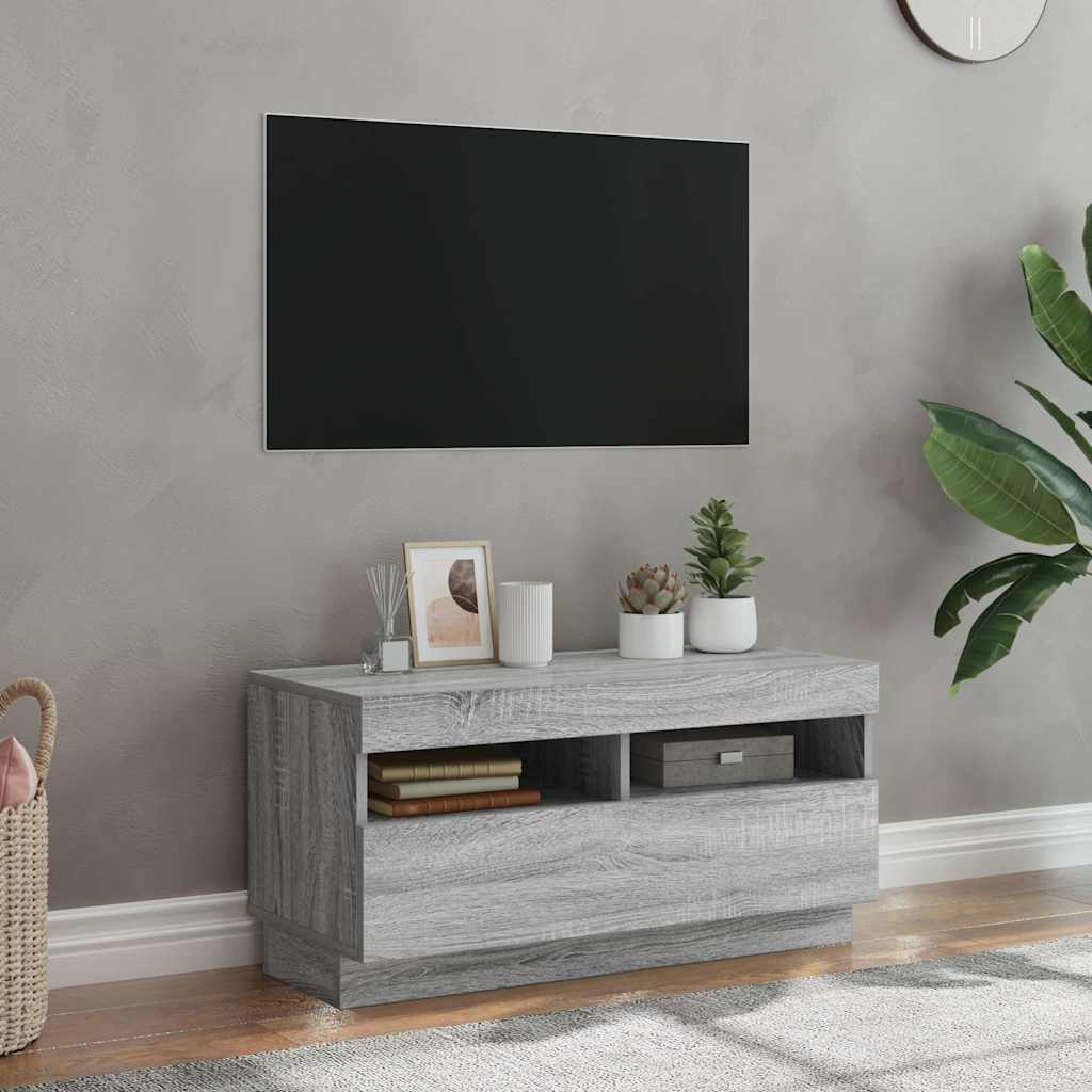 vidaXL Meuble TV avec lumières LED gris Sonoma 80x35x40 cm