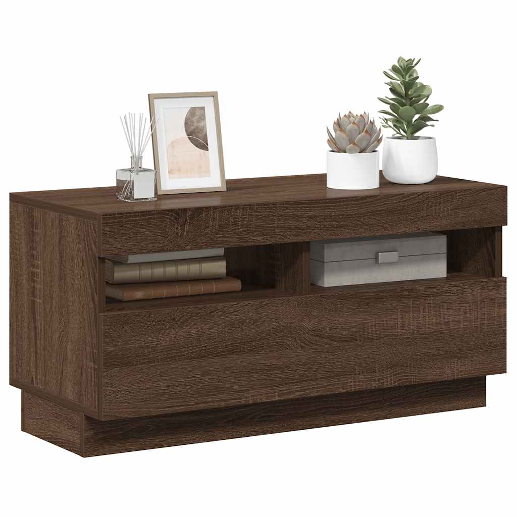 Meuble TV vidaXL avec lumières LED marron aspect chêne 80x35x40 cm