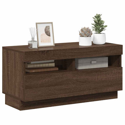 Meuble TV vidaXL avec lumières LED marron aspect chêne 80x35x40 cm
