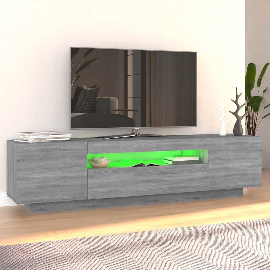 vidaXL Meuble TV avec lumières LED Gris Sonoma 160x35x40 cm