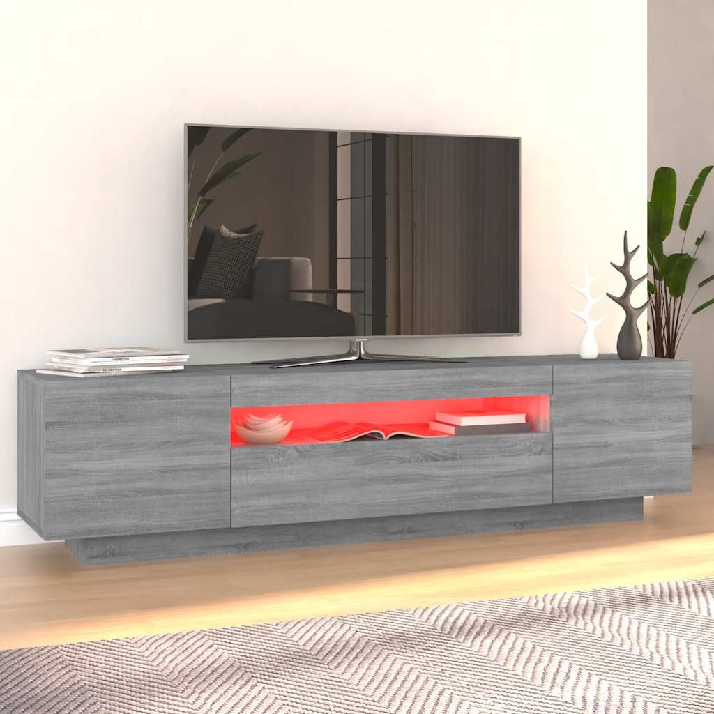 vidaXL Meuble TV avec lumières LED Gris Sonoma 160x35x40 cm