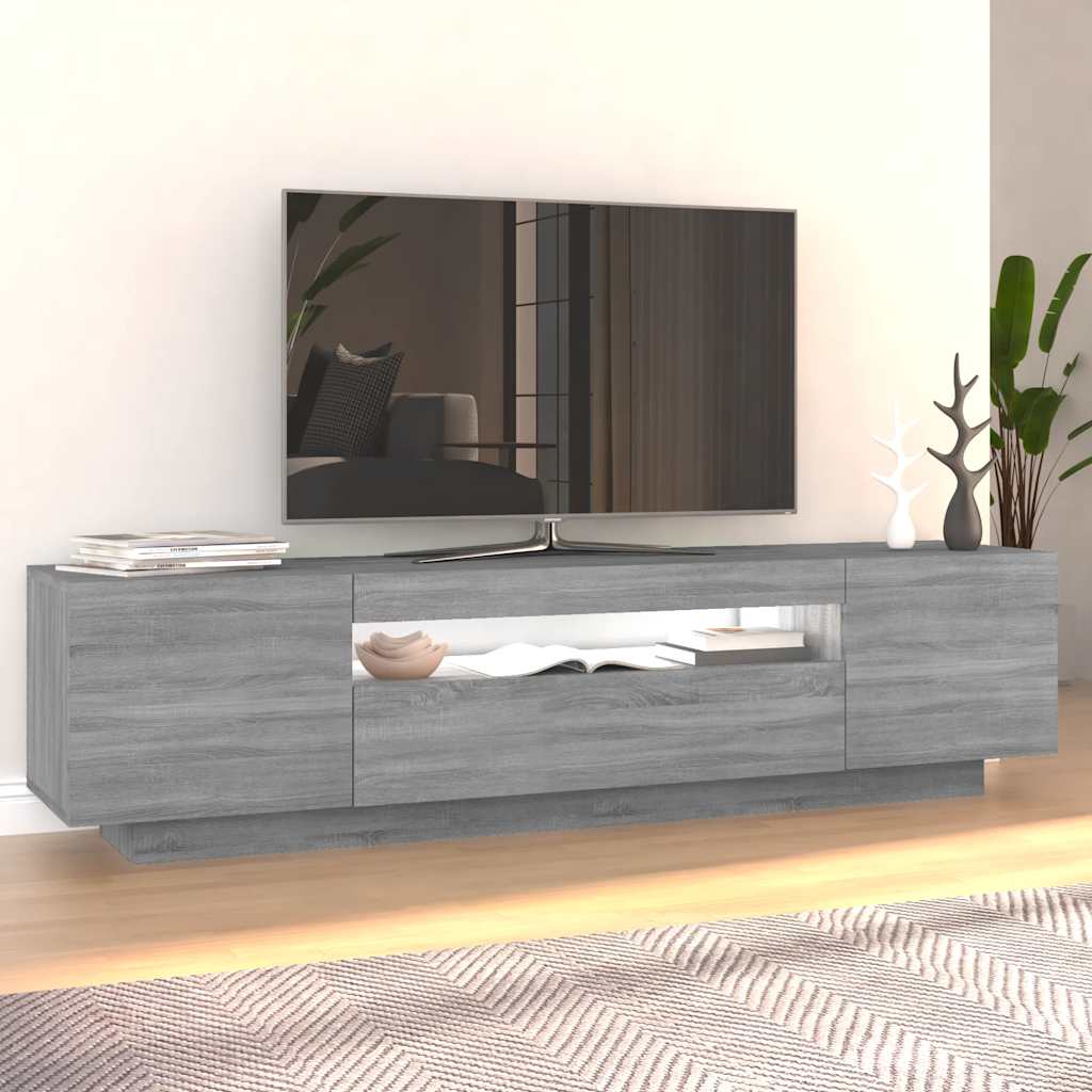 vidaXL Meuble TV avec lumières LED Gris Sonoma 160x35x40 cm