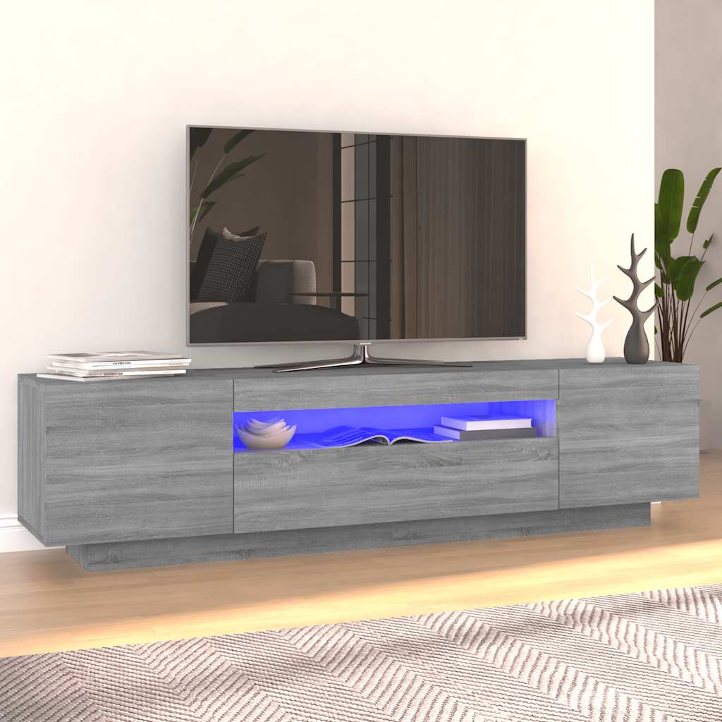vidaXL Meuble TV avec lumières LED Gris Sonoma 160x35x40 cm