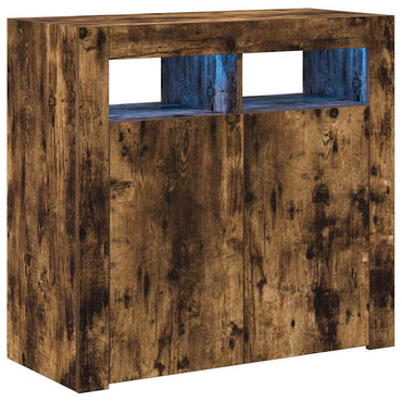 vidaXL Buffet avec éclairage LED chêne fumé 80x35x75 cm