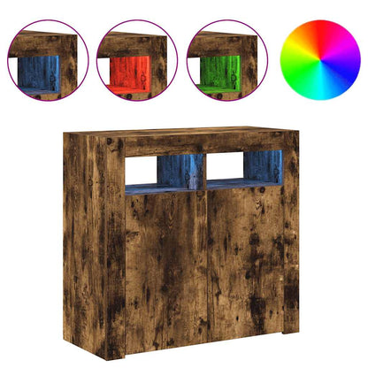 vidaXL Sideboard mit LED-Beleuchtung Räuchereiche 80x35x75 cm