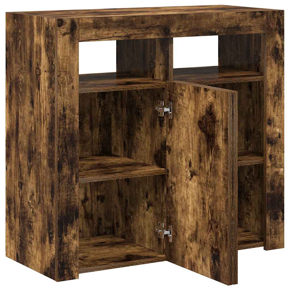 vidaXL Sideboard mit LED-Beleuchtung Räuchereiche 80x35x75 cm