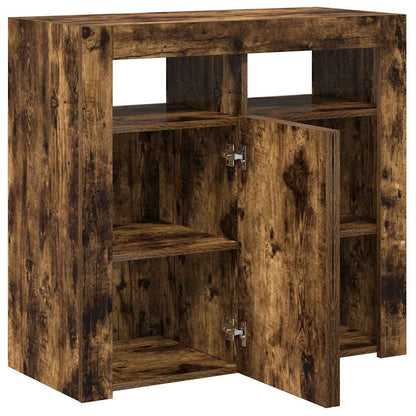 vidaXL Sideboard mit LED-Beleuchtung Räuchereiche 80x35x75 cm