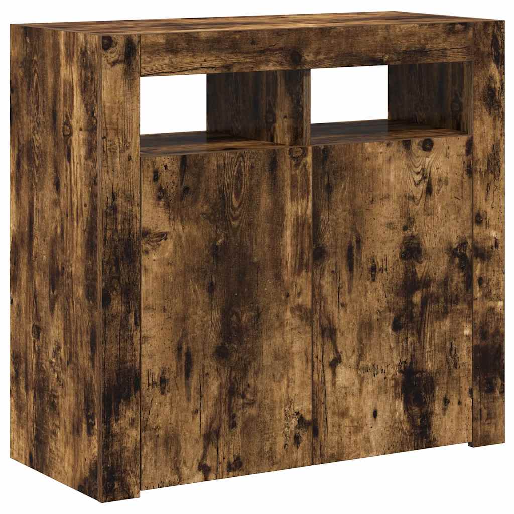 vidaXL Sideboard mit LED-Beleuchtung Räuchereiche 80x35x75 cm