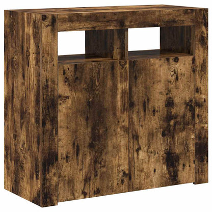 vidaXL Sideboard mit LED-Beleuchtung Räuchereiche 80x35x75 cm