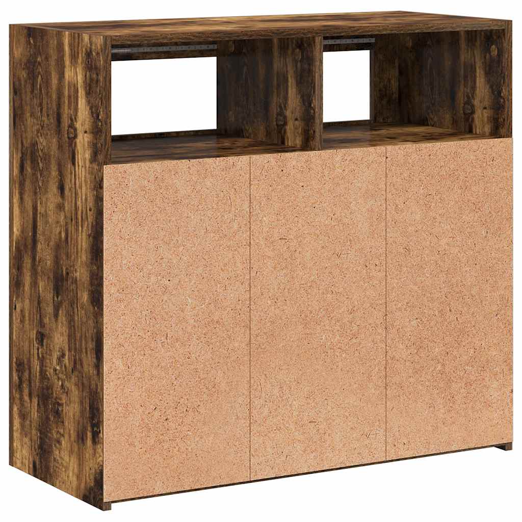 vidaXL Sideboard mit LED-Beleuchtung Räuchereiche 80x35x75 cm