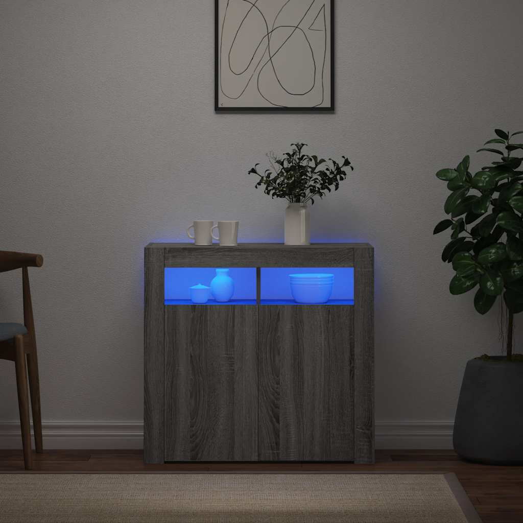 Sideboard mit LED-Beleuchtung Grau Sonoma 80x35x75 cm