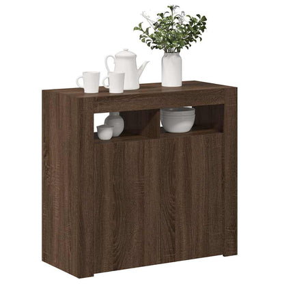 vidaXL Buffet avec éclairage LED aspect chêne marron 80x35x75 cm