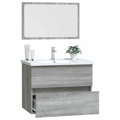 vidaXL 2-tlg. Badmöbel-Set Grau Sonoma Holzwerkstoff