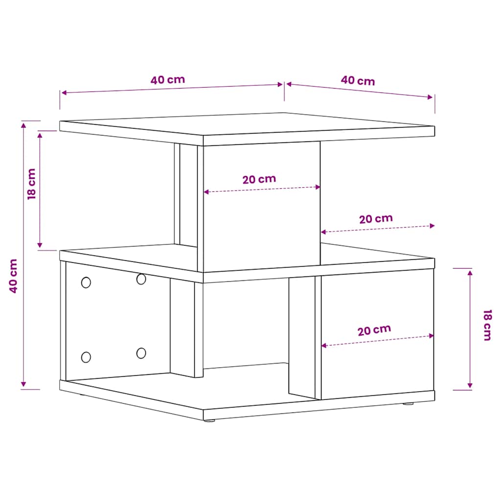 vidaXL Table d'appoint Marron aspect chêne 40x40x40 cm Bois d'ingénierie