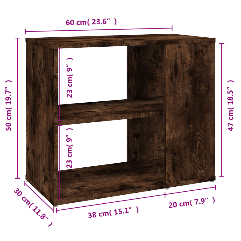 vidaXL Table d'appoint chêne fumé 60x30x50 cm bois d'ingénierie