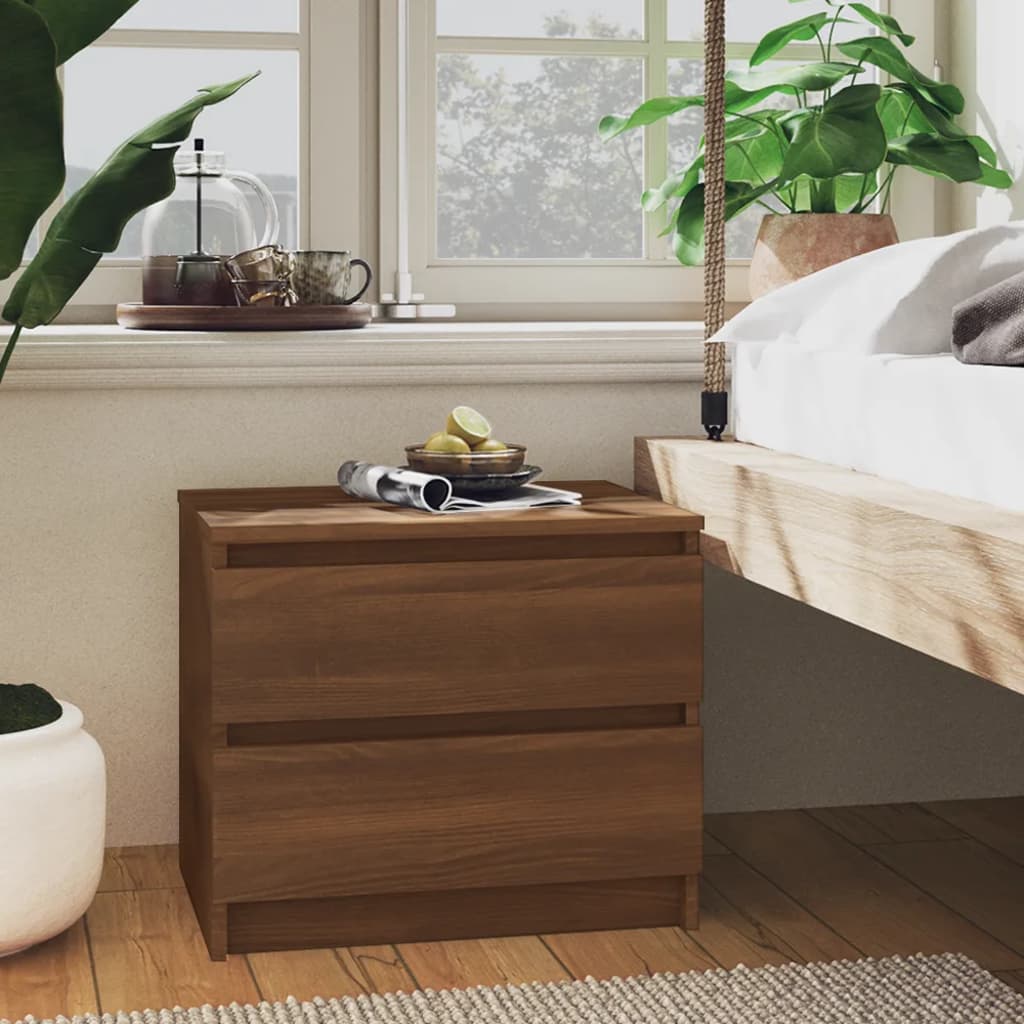 vidaXL Nachttische 2 Stk Braun Eichen-Optik 50x39x43,5cm Holzwerkstoff