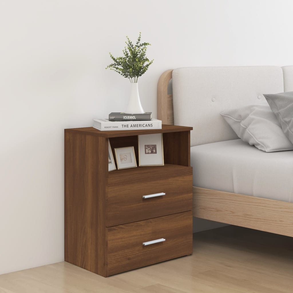 vidaXL Nachttische 2 Stk. Braun Eichen-Optik 50x32x60 cm