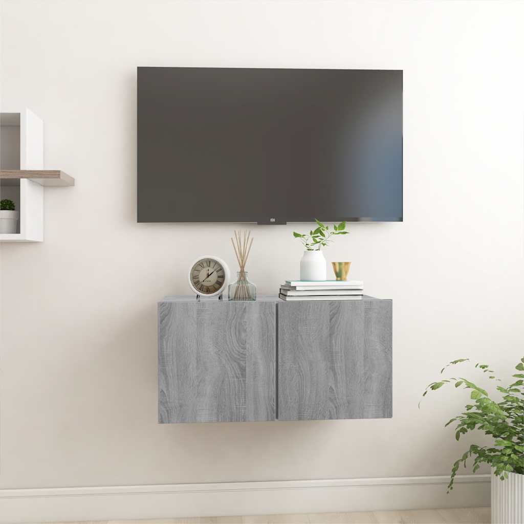 vidaXL Meuble TV mural gris Sonoma 60x30x30 cm bois d'ingénierie
