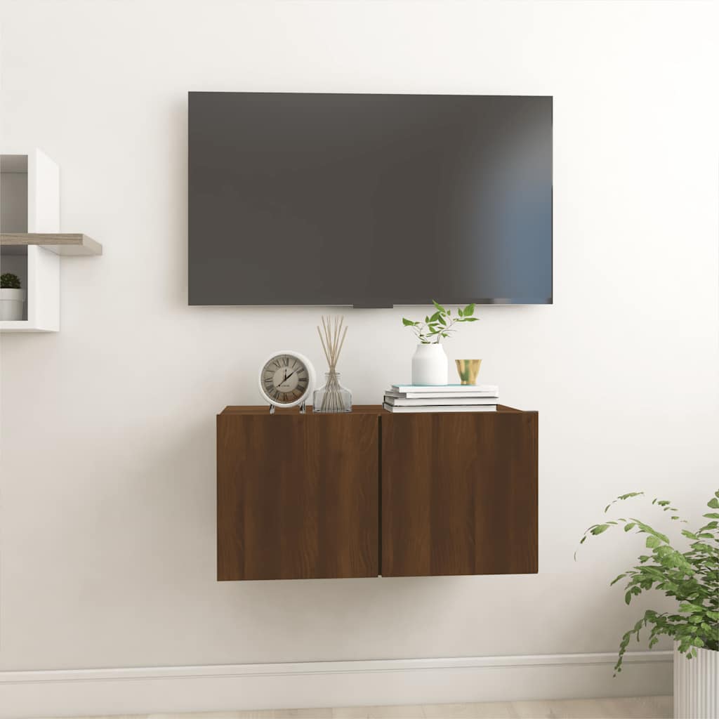 vidaXL Meuble TV mural chêne marron 60x30x30 cm en bois d'ingénierie
