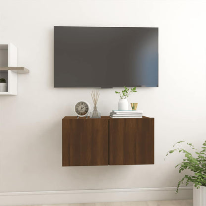 vidaXL Meuble TV mural chêne marron 60x30x30 cm en bois d'ingénierie