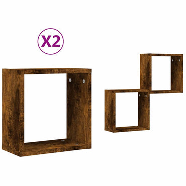 vidaXL Würfelregale 2 Stk. Räuchereiche 30x15x30 cm