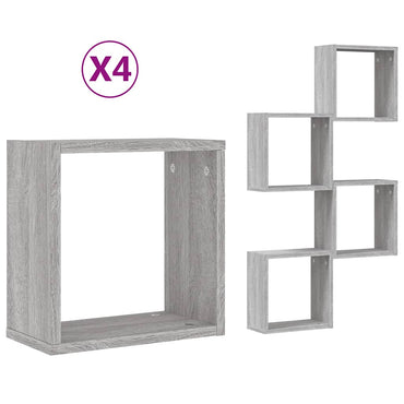 vidaXL Würfelregale 4 Stk. Grau Sonoma 30x15x30 cm